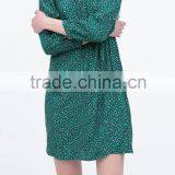 2015 Summer Long Sleeve Pleat With Zipper Front Placket Print Rayon Fashion Dress - SYK15024 thumbnail-2