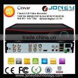 7 INCH TFT Monitor 9CH D1 H.264 Network HVR Hybrid DVR NVR