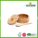 Restaurant Wooden Sugar Bowl With Wood Lid and Spoon