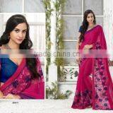 Inviting Red Georgettes Designer Saree/famous Indian Saree Designers thumbnail-4