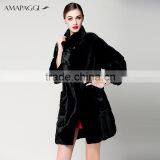 Hot Sale Plus Size Black Mink Fur Coat for Women thumbnail-1