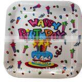 Square Paper Plate With Happy Birthday Cake