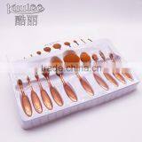 Professional Cosmetic Gold 10pcs Makeup Oval Brush Set With Retail Box thumbnail-6