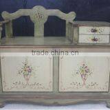 BISINI Handpainting Chair With Telephone Table, Solid Wood Shoe Changing Chair With Storage Cabinet (BF01-X1190) thumbnail-1