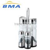 Wholesale 4 PCS Stainless Steel Condiment Set With Stainless Rack BSCI thumbnail-2