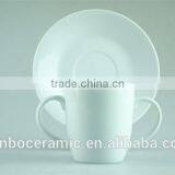 White Porcelain Cup Saucer Double Handles , Stock Cups Chaozhou Factory Sanbo thumbnail-4