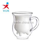 Lovely Custom Borosilicate Glass Double Wall Milk Cup