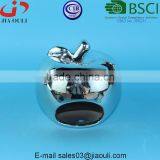 BSCI Audit Factory Metallic Electroplate Silver Ceramic Apple Shape Beautifully Carved Ceramic Lantern thumbnail-4