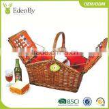 Hot-selling Handmade Wholesale Cheap Willow Wicker Picnic Basket Food Covers for 4 Person thumbnail-1