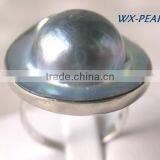 Latest Design Fashion Yellow Gold Lady Pearl Ring thumbnail-5