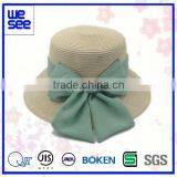 Recycled Paper Craft Straw Hat in High Quality With Bowknot Decoration thumbnail-1