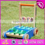 2017 New design cartoon crocodile wooden push along toys for toddlers W16E059