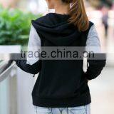 Women Cotton Splicing Printed Zipper Bomber Jacket With Hood thumbnail-4