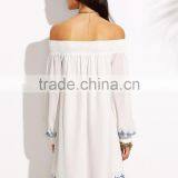 off Shoulder Smocking Mini Dress Digital Printing New Design Latest Western Dress Patterns for Girls thumbnail-5