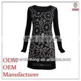 Shenzhen Splendid Garment Export Ladies' Slim Fit Yarn Dyned Long-sleeved Black Knitted 2014 Fashion Christmas Party Dress thumbnail-1