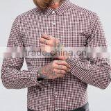 Latest Design Custom Long Sleeve Mens Pre-Shrunk 97% Cotton 3% Elastane Lightweight Check Print Skinny Fit Casual Shirts thumbnail-3