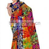 Flower Printed Black & Red Glamour Saree With Blouse thumbnail-3