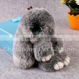 CX-R-10 Lastest Design Hot Fashion Cheap Custom Rex Rabbit Fur Keychain thumbnail-1