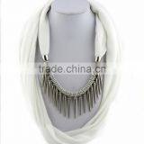 Solid Green Metal Tassel Chian Necklace Scarves 2016 New Pendant Collar Scarves Women Costume Scarves thumbnail-3
