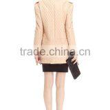 Ladies Quilted Stand Collar With Leather Trim Jacket thumbnail-3