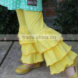 Children's Boutique Clothes Solid Color Cotton Icing Pants Girls Kids Triple Ruffle Leggings thumbnail-5