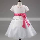 2016 Europe and the United States Export Lotus Skirt Bow Dress Pure Color Children's Dress Wholesale thumbnail-1
