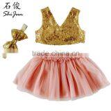 ShiJ Baby Girls Dress Set Sequin Illusion Fashion 3pcs Summer Kids Clothes thumbnail-1