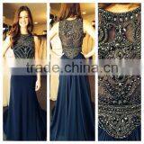 2015 Scoop A Line Full Length Prom Dress Beaded Tulle Bodice With Chiffon Skirt thumbnail-1