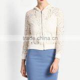High Quality Zip up White Lace Hoodie for Women Wholesale thumbnail-6