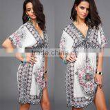 Walson Newest Fashion Milk Silk Sexy V-neck Dress Skirt Big Yards Beach Holiday Dress thumbnail-2