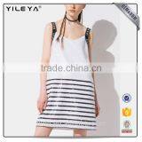 Women Sexy White Stripes Dress Bodycon Dress Mini Striped Cami Slip Dress thumbnail-1