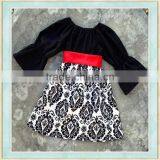 2017 Flower Baby Girl Dress Patterns Free Tunic Desgin Black and White Frock Dress thumbnail-1