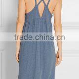 High Quality Soft Pima Cotton Nightdress Woman Nightwear Sleepwear With Crisscross Back Straps Design thumbnail-3