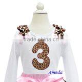 Girls Brown Pink Giraffe 3rd Birthday White Long Sleeves Tee 1-7Y thumbnail-1