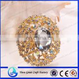Wholesale big flower high-grade lovely crystal diamond brooch fashion jewellery Oval diamond brooch