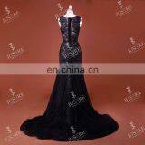 Latest Design Sexy Sleeveless See Through Lace Appliqued Long Black Mermaid Australia Evening Dress With Lace Made In China 2016 thumbnail-4