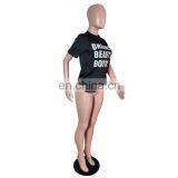 Independent Station European and American Women's Fashion Casual Black Offset Printing Letter T Shirt thumbnail-3