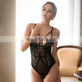 Deep V-neck Sexy Bodysuit Women Lace Net Yarn Joining Bodycon Sexy Bodysuit Jumpsuit Overalls Streetwearg thumbnail-4