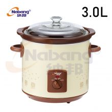 3.0L Multi Function Electric Slow Cooker with Ceramic inner Pot & high borosilicate glass lid