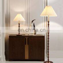 New European Style Design Brass Metal With Walnut Wood With Cloth Lampshade Table Lamp and Floor Lamp With 3C Certificate