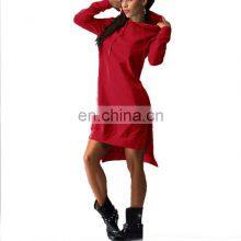 New Fashion Irregular Hooded Long Sleeve Dress Sweater Large Size Trendy Casual Split Skirt Manufacturer Wholesale thumbnail-1