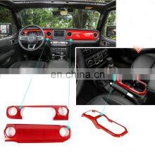 Red Interior Center Console Dashboard Gear Cover Trim For Jeep Wrangler JL 2018+ thumbnail-3