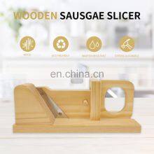 Bamboo Sausage Cutter Slicer Durable Rubber Tree Wood With Stainless Steel Blade thumbnail-2