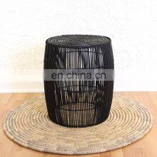 Black Woven Round Shape Natural Rattan Coffee Table High Quality Side Table Plant Stand Cheap Wholesale thumbnail-2