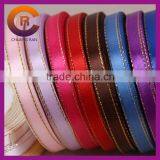 Gold Margin Customize Size and Logo Grosgrain Custom Stripe Ribbon thumbnail-1