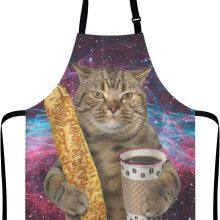 Funny Galaxy Cat Adjustable Bib Apron Cooking Kitchen Apron for Men Women