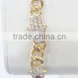 FASHION HAMSA HAND CHAIN BRACELET WITH GLASS RHINESTONE thumbnail-2