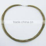 Light Green Dyed Cotton Strands Necklace Sterling Silver Clasps thumbnail-1