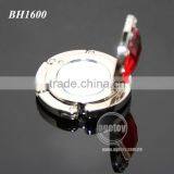 Round Red Crystal White Rhinestones Multi-function Fashion Handbag Hook Hanger Promotion Metal Foldable Mirror Bag Holder thumbnail-2