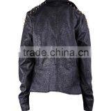 2015 IEurope and the Trend of Rivet Double Zipper Short Paragraph PU Leather Female Coat thumbnail-3
